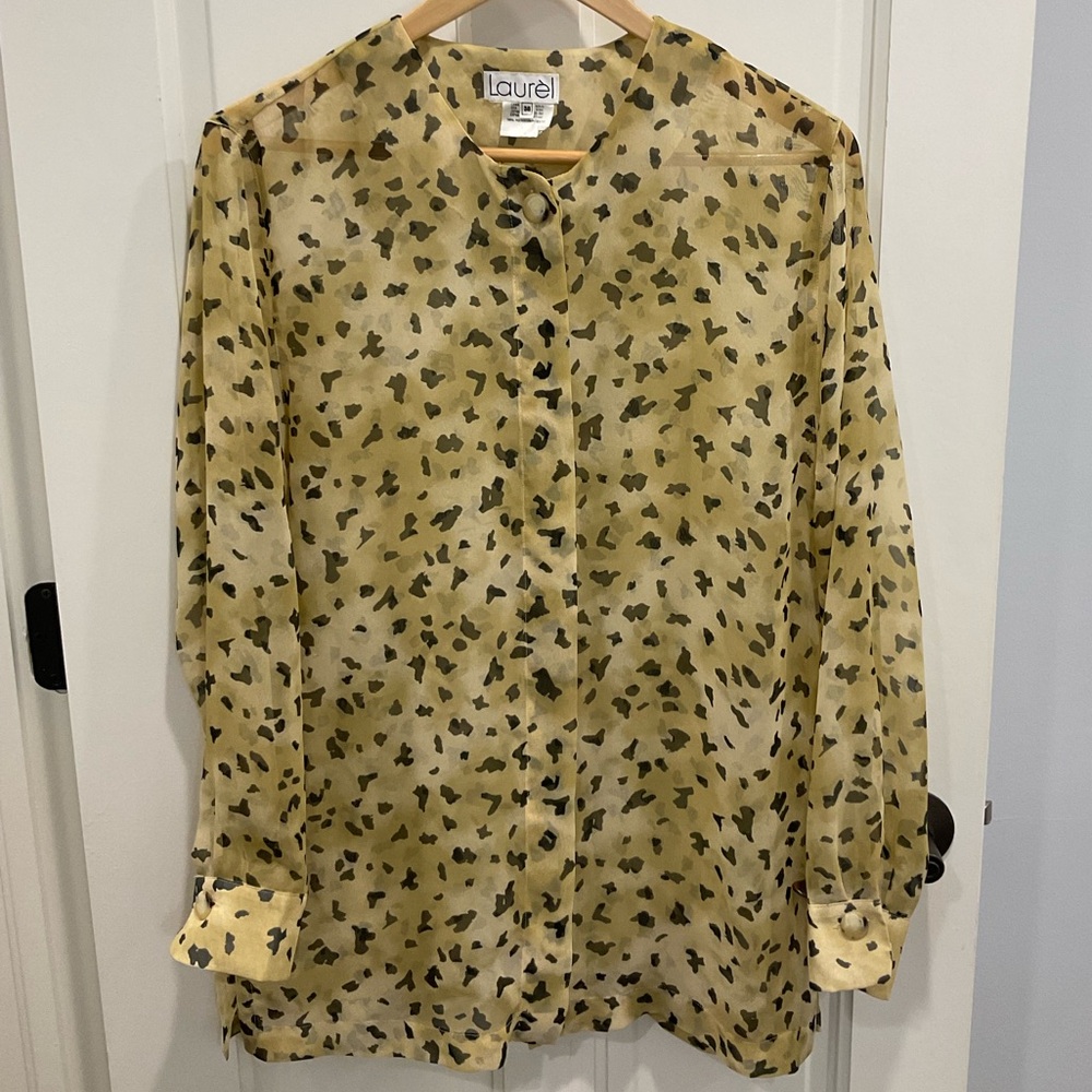 Laurel Sheer Button-Up Blouse Size 38